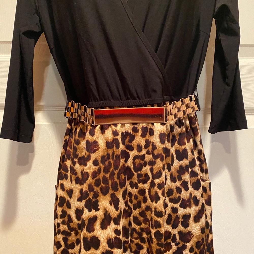 Black and leopard jumpsuit. - Picture 2 of 6